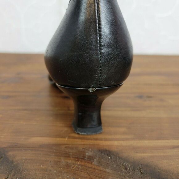 Vaneli Womens Shoes 6.4 Black Rickie Leather Cap Toe Classic Pumps Kitten Heel - Picture 7 of 7